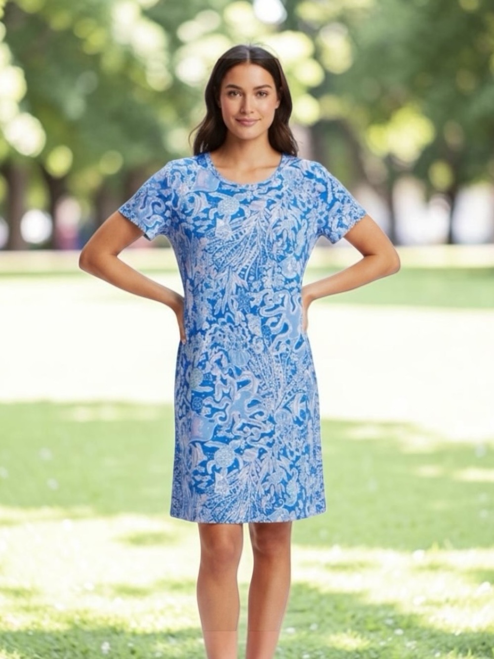 Lilly Pulitzer Sea What | Sea Cody Cody Swing Dress Blue Purples Sz M | EUC